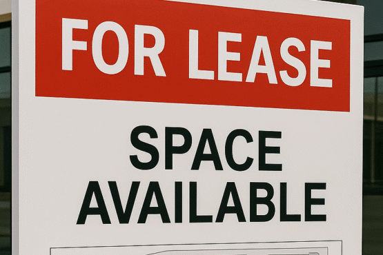 A sign showing Lease space available.